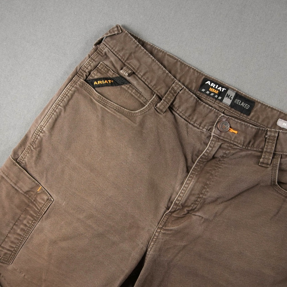 Ariat Rebar M4 Relaxed Canvas Cargo Shorts Mens 36 Brown Utility Workwear